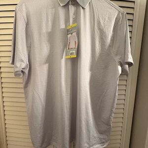 Hickey Freeman White Polo Shirt Classic Style Golf Performance Wear Geometric
